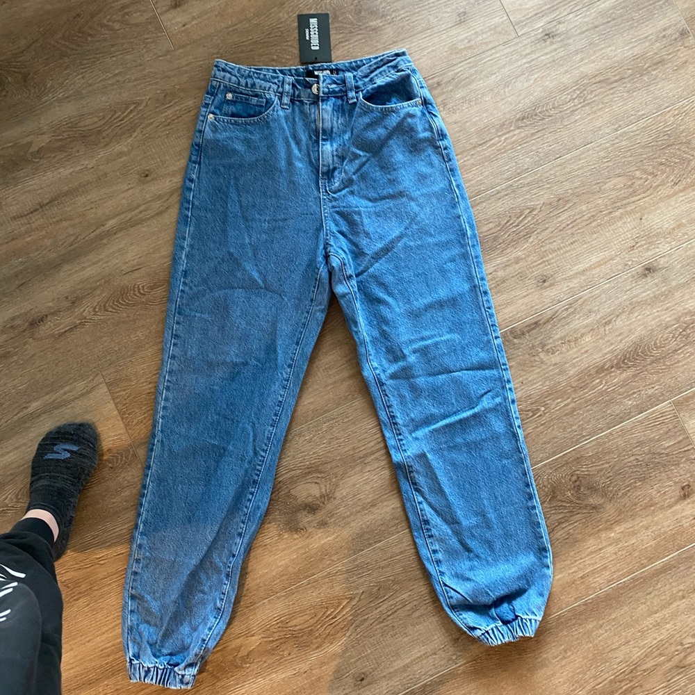 Misguided Blue Riot High Waisted Jogger Mom Jeans